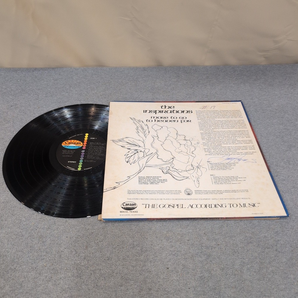 The Inspirations More To Go To Heaven For Vinyl LP Canaan Records 1974 - Picture 4 of 4